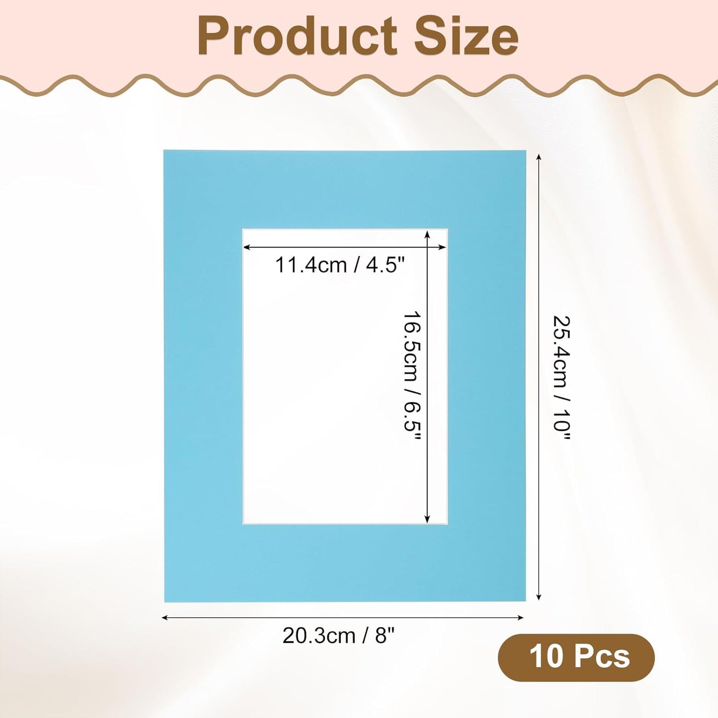 uxcell 10Pcs Picture Mats, 8 x 10 Mat Board Center for 5 x 7 Pictures Acid Free White Core Bevel Cut Frame Mattes for Display Art Measuring, Sky Blue Blue