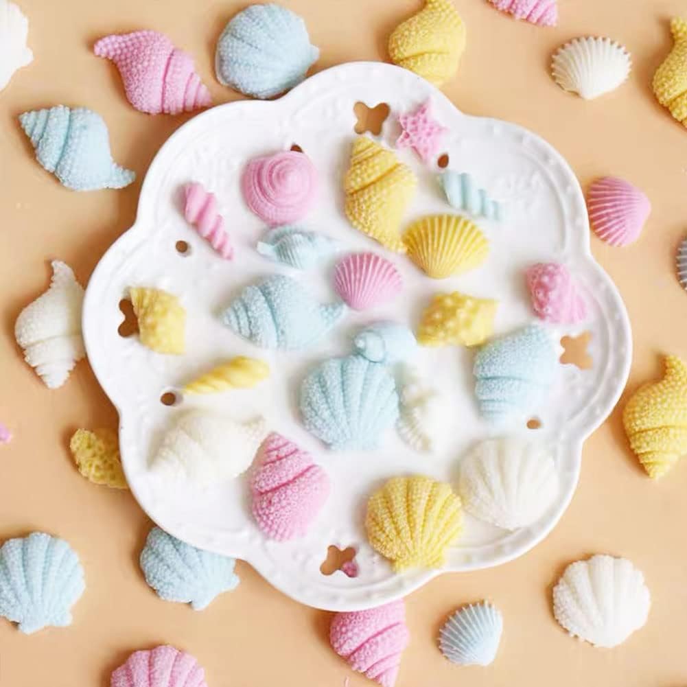 5 Pcs Seashell Starfish Silicone Mold Cake Fondant Silicone Mold Seashell Conch Baking Moldsfor DIY Cake Decoration Chocolate Candy Polymer Clay Crafting Projects