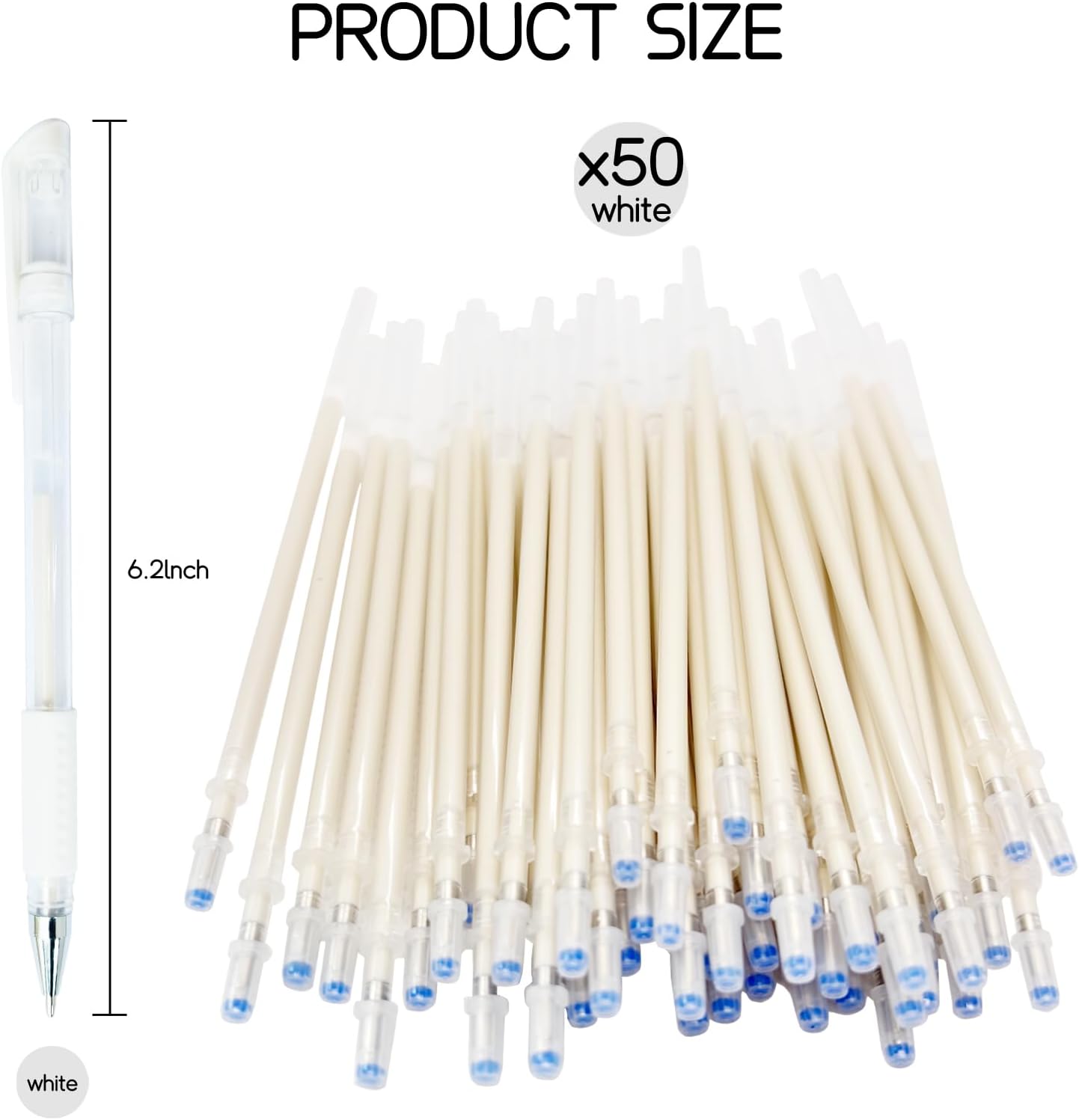 Heat Erasable Fabric Marking Pens for Sewing & Quilting | 4 White Pens + 50 White Refills | Disappearing Ink for Precise Marking, Sewing Supplies, Embroidery, DIY | Extra High Capacity