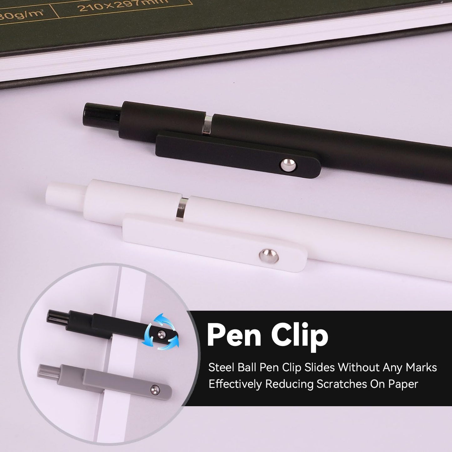 FIOVER Gel Pens, 6pcs 0.5mm Fine Point Black Ink, Smooth Writing Pens for Journaling, Nurse Aesthetic Cute Office School Supplies, Gifts for Women and Men(6Pcs Black White Grey-Black Ink)