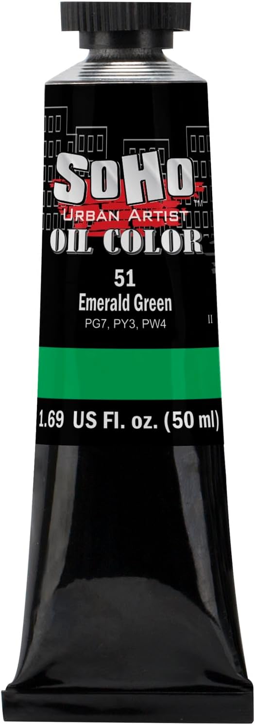 Soho Urban Artist Oil Paint - Emerald Green, 50 ml Tube - Best Valued Oil Colors for Painting, Excellent Pigment Load