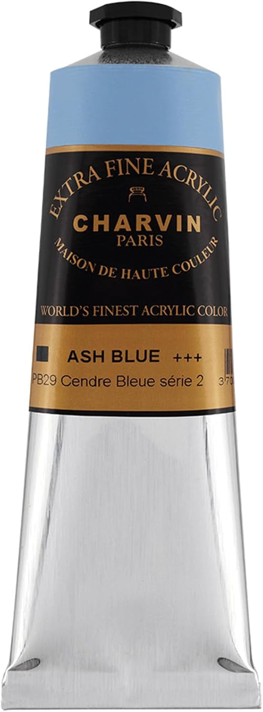Charvin Extra Fine Professional Acrylic Paint - Ash Blue, 60ml Tube, Triple-Milled, Lightfast Pigments, Open Stock Artist Acrylic Paints in Nature-Inspired Hues