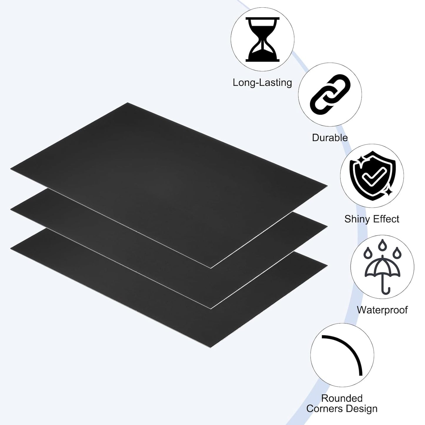 PATIKIL 6x10 Inch Anodized Aluminum Sheet Metal, 5Pcs Laser Plates Engraving Blanks 0.5MM Thin Rectangle for Crafting DIY House Laser Engraving, Black