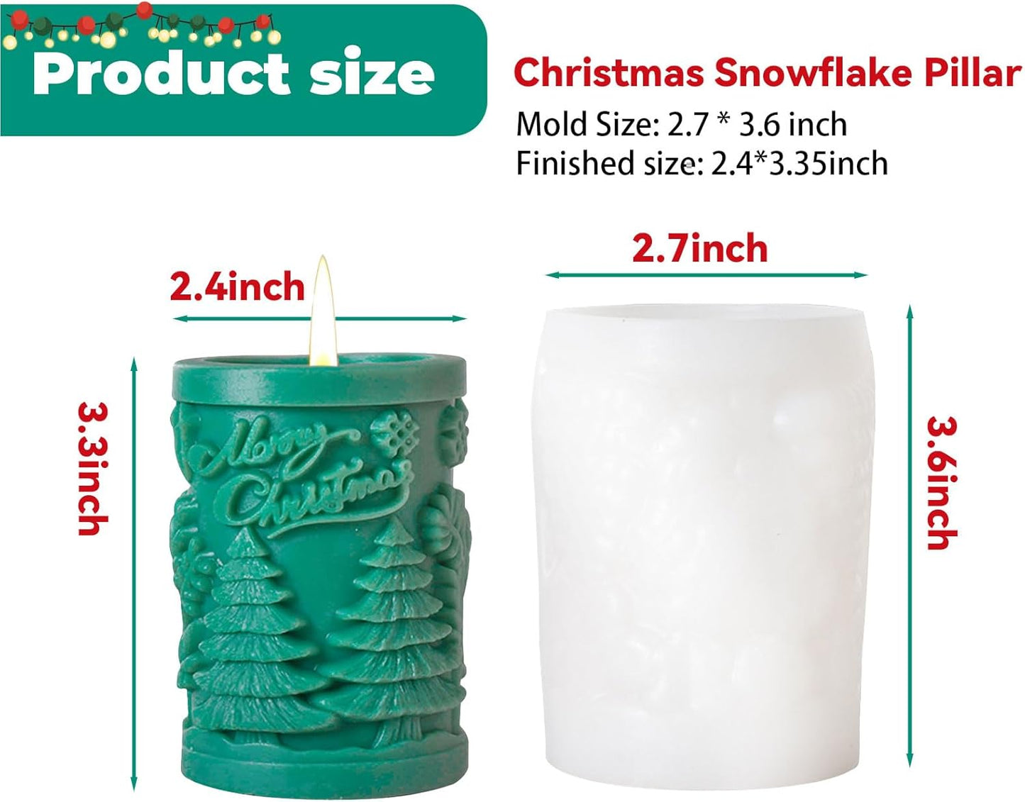 Christmas Candle Silicone Molds, 3D Candle Molds for Candle Making, Silicone Epoxy Resin Mold, Ornament Mould for DIY Wax Scented Candle Soaps Art Craft Cake Chocolate Home Decor（846）