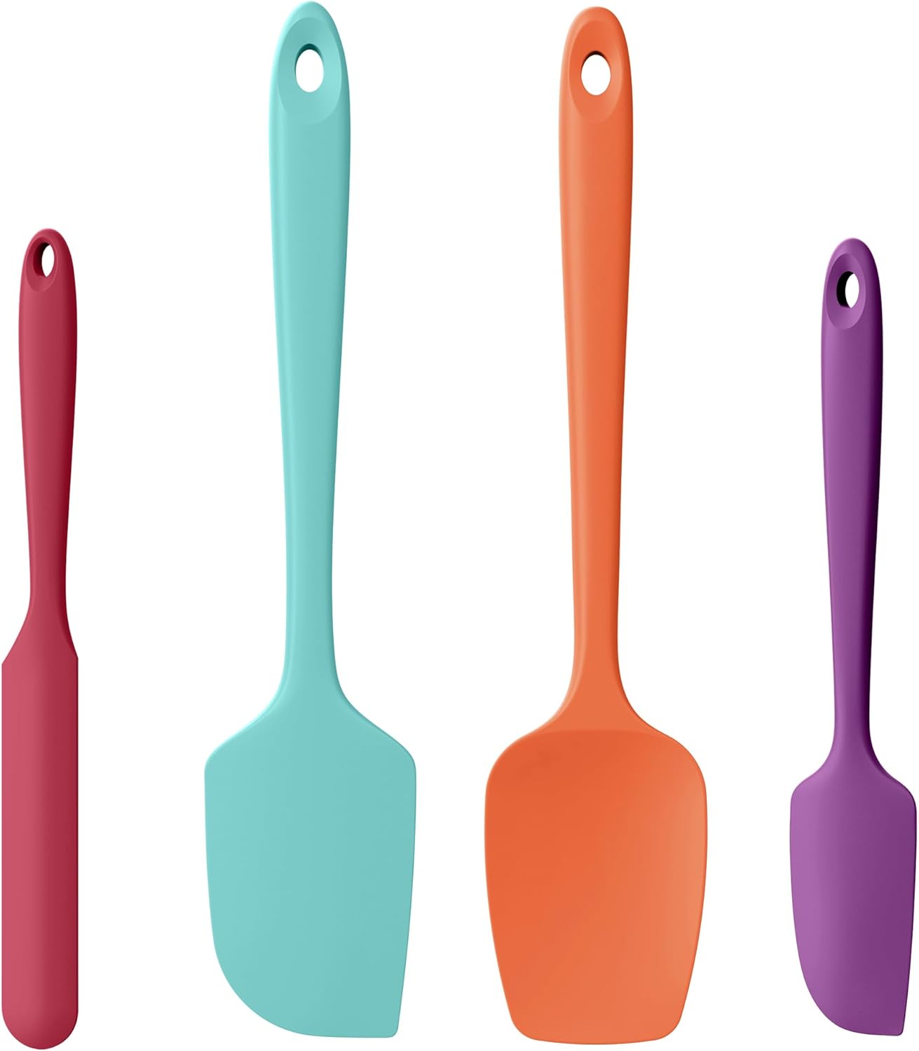 Heat Resistant Silicone Spatula Set of 4, Luxiwise 600ºF High Temp Baking Scraper Cooking Utensils Non-Stick BPA-Free for Seamless Mixing, Folding, Scraping with Rubber Kitchen Essentials (Multi-4)