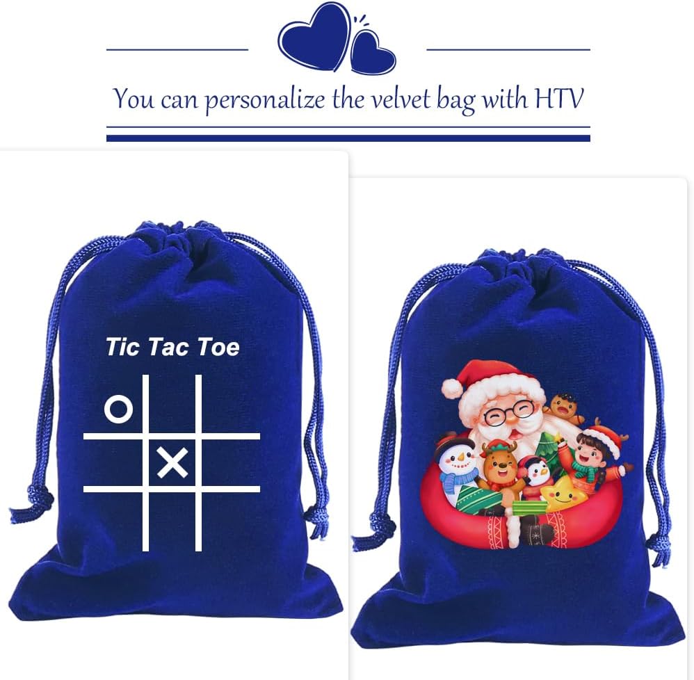 HRX Package 20pcs Velvet Jewelry Bags, 5x7 inch Blue Cloth Gift Drawstring Pouches Baggies Sacks for Dice Ornament