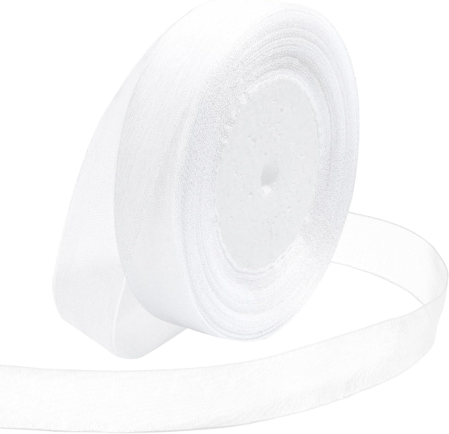 Ribbon for Gift Wrapping 3/4 inch White Sheer Organza Ribbon for Flower Bouquet Tulle Thin Chiffon Ribbons for Wedding Invitations Christmas Halloween Presents Decorations Crafts 50 Yards