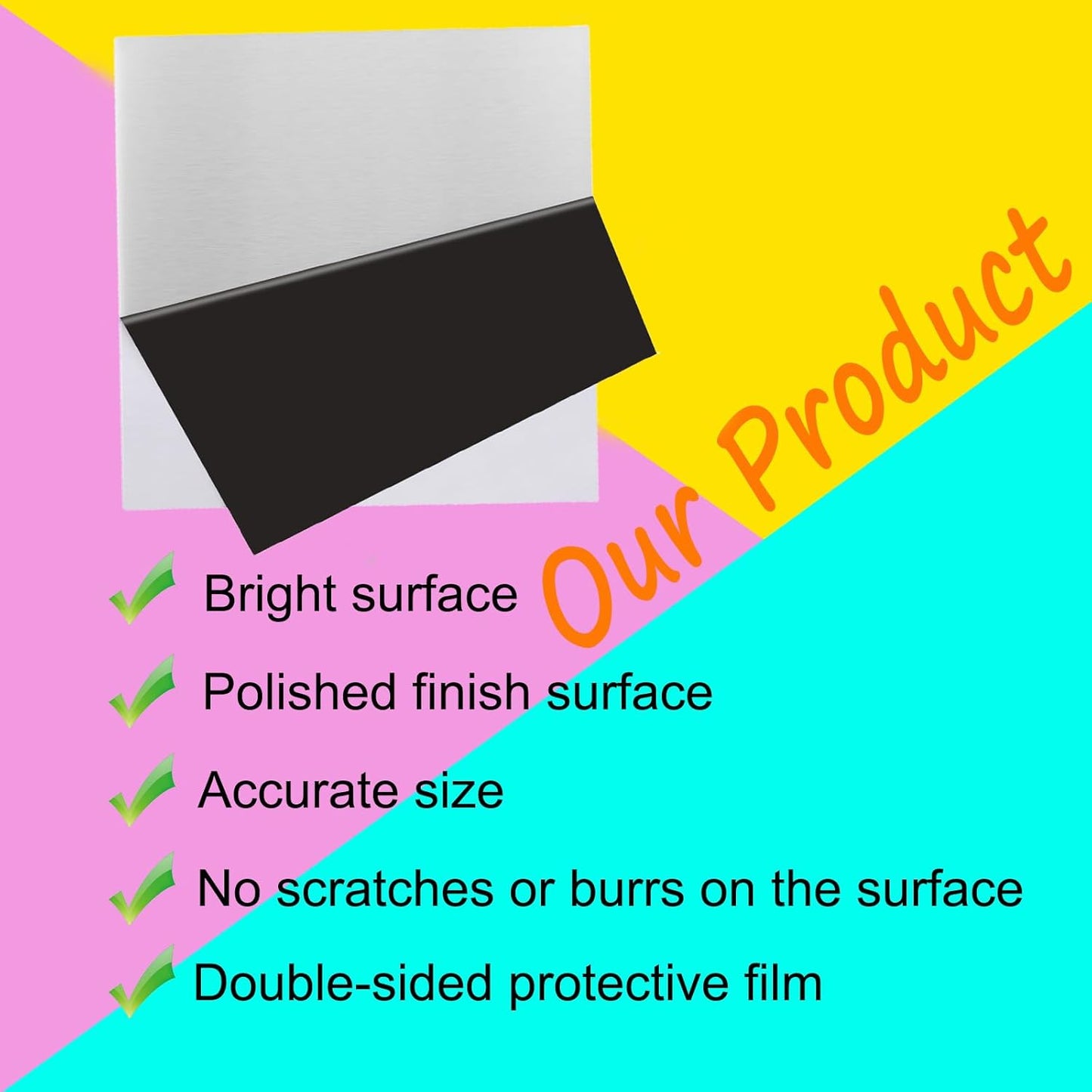 2Pcs 430 Stainless Steel Sheet Metal 8" x 8" x 1/32" Inch Metal Plates for Magnetic Mount Board Wall 20GA(0.80MM) 430 Stainless Steel Shim Stock Plates Metal Sheets for Crafting, Kitchen, Office