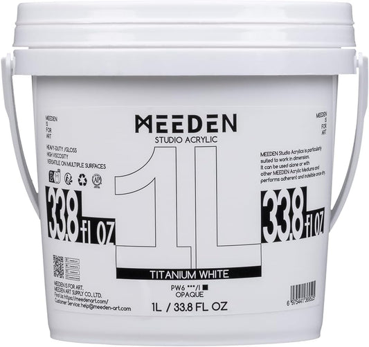 MEEDEN Titanium White Acrylic Paint: 1 L /33.8 oz Heavy Body Gloss Acrylic Paints - Thick White Paint for Canvas Crafts Furniture Painting