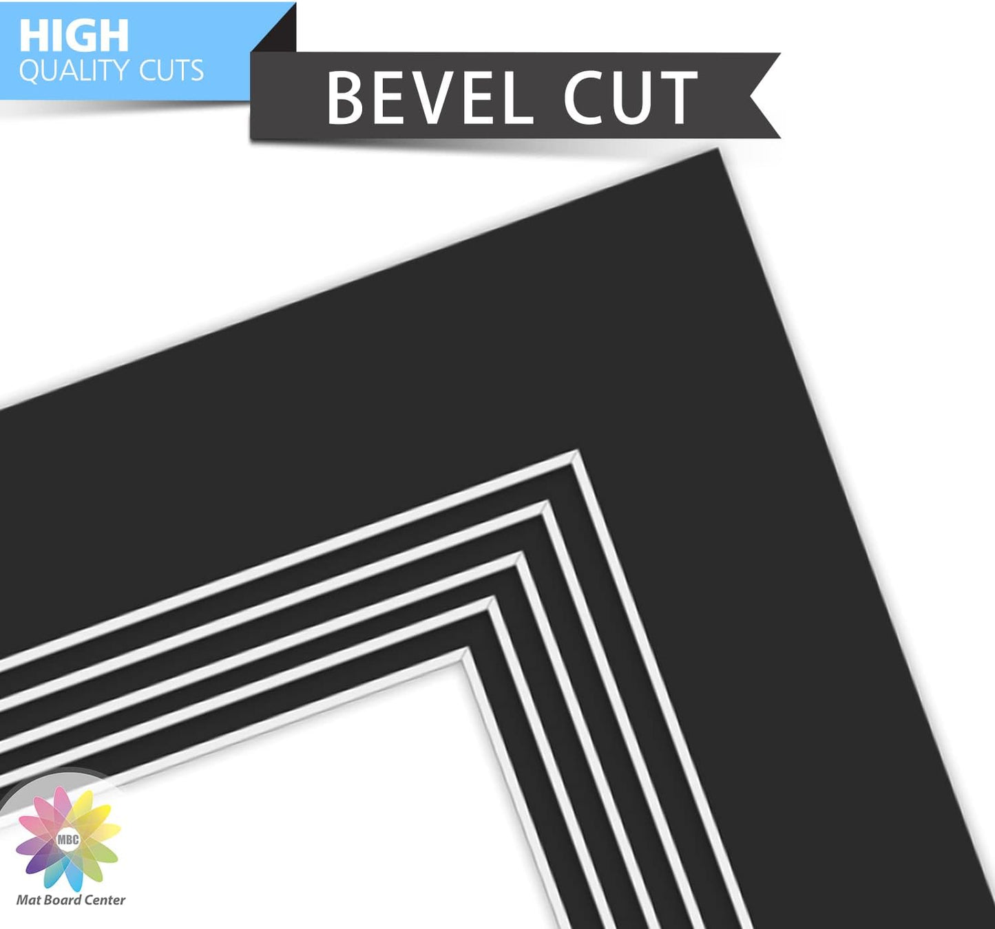 Mat Board Center, Pack of 10, Photo Picture Mats - Acid Free, 4-ply Thickness, White Core - for Pictures, Photos, Framing (11x14 for 2-5x7 Black)