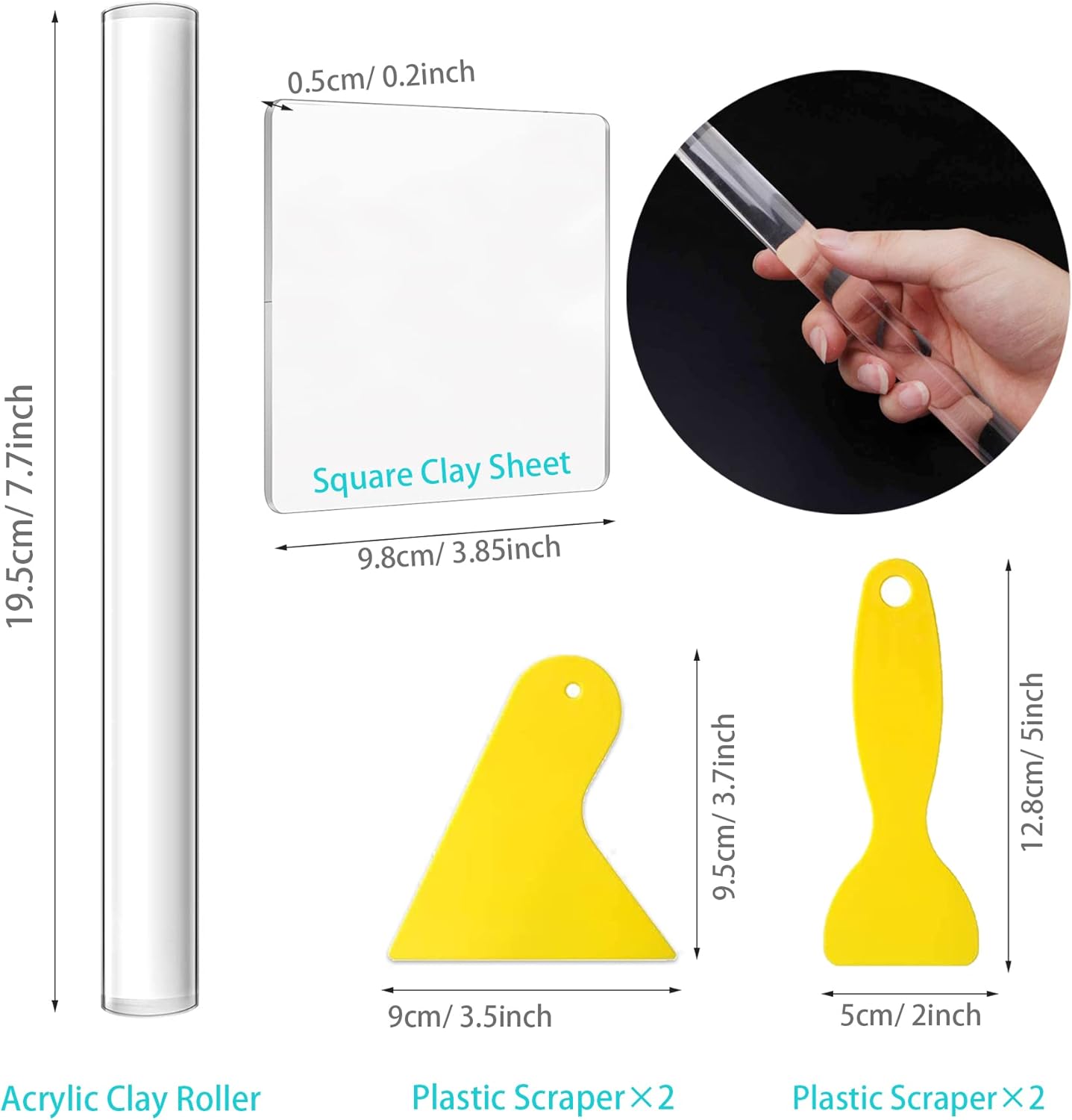 35 PCS Polymer Clay Cutters Set, Clay Roller, Clay Slicer Blade Clay Cutter Blade, Acrylic Sheet, Slicing Tools with Clay DIY Tool for Clay DIY, Sculpting Modelling