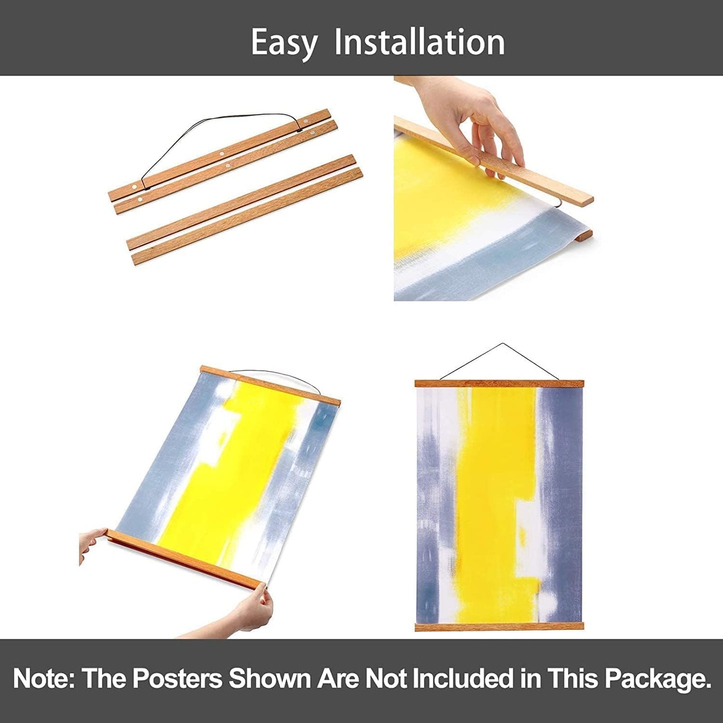 WITCOLOR Magnetic Poster Hanger Frame 28x22 28x20 28x40 Poster Frame 28 Inch Wide 1 Pack Magnetic Hanging Frame Teak Wood 28" Wide Magnetic Poster Hanger Picture Frame