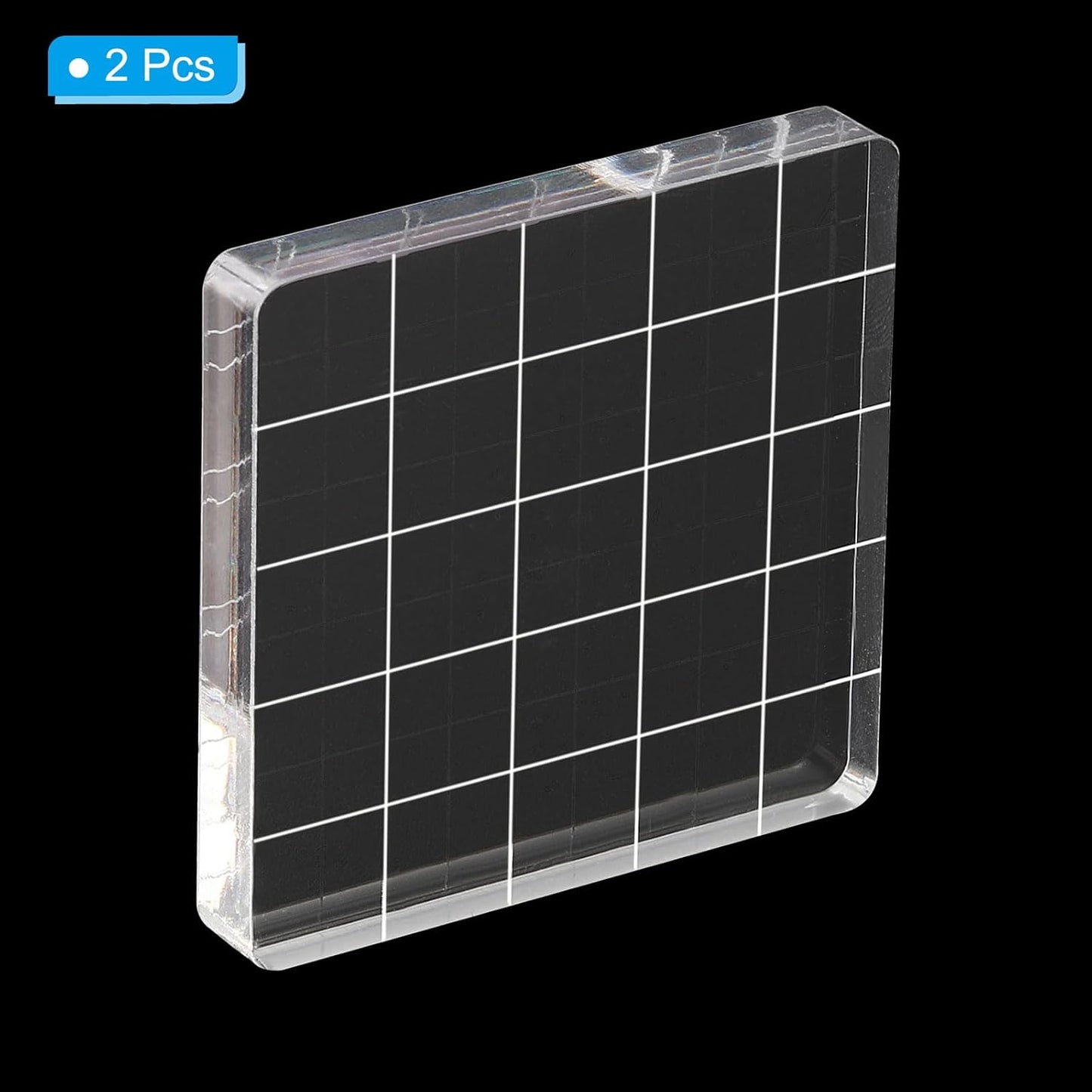 PATIKIL 2" x 2" Acrylic Stamp Block, 2 Pack Clear Stamping Block with Grid Lines Decorative Mounting Blocks Square for Scrapbooking DIY Crafts Card Making