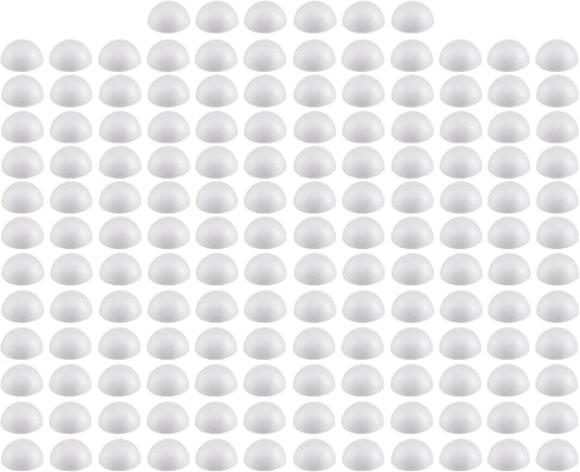 Crafjie 150PCS 1 Inchs Half Foam Balls White Half Round Polystyrene Foam Balls Craft Supplies Hemispherical Christmas Craft Ballfor DIY Home Craft Project and Art Decoration