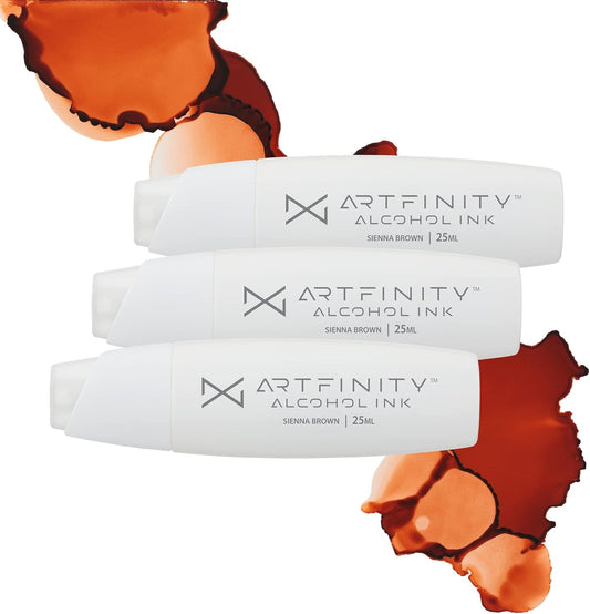 Alcohol Inks 3 Pack - Vibrant, Professional, Dye-Based Alcohol Inks for Artfinity Alcohol Markers, Artists, Drawing, & More! - Sienna Brown YR4-5