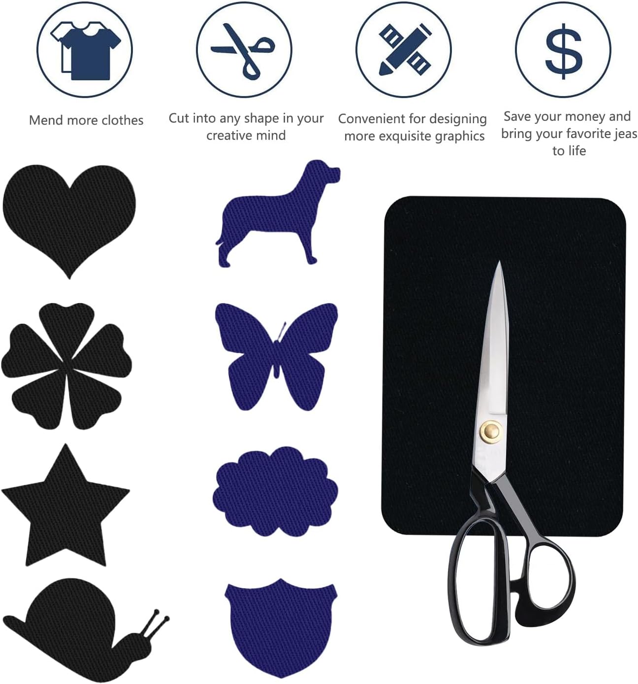 MOONSJONES Iron on Patches for Fabric Clothes, Iron-on Patch Repairing Inside & Outside Holes for Jeans, Backpacks, Down Jackets, Hat, Pants, Sweaters (7.5 cm x 10.5 cm) - 12Pcs