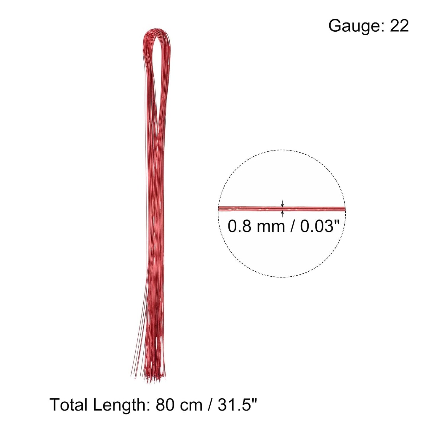 PATIKIL 32 Inch 22 Gauge Floral Stem Wire, 3 Pack/120 Pieces Bouquet Stem Paper Wrapped for DIY Crafts Flower Arrangements, Red