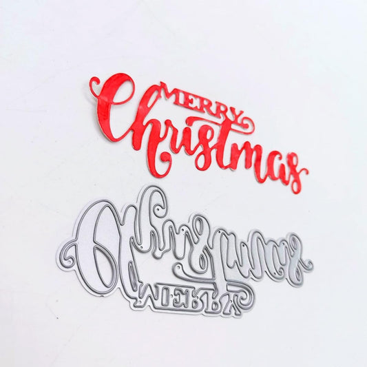 Cutting Dies for Card Making, Metal Scrapbooking Die-Cuts, DIY Bckground Frame Crafts Embossing Stencil, Paper Template Mold/Photo Album Arts Tool (Merry Christmas-9.3x4cm)