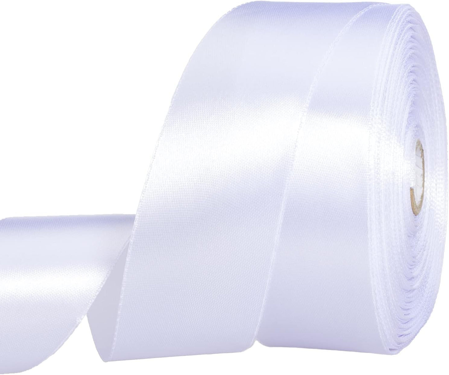 1 1/2 Inch White Solid Satin Ribbon, 50 Yards Craft Fabric Ribbon for Gift Wrapping Floral Bouquets Wedding Party Decoration