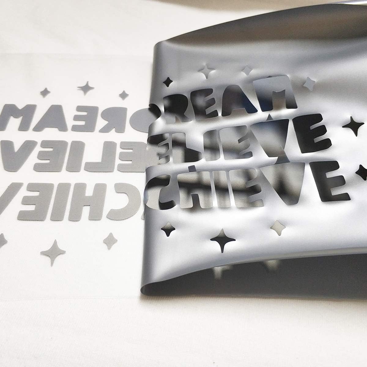 Guangyintong Silver Heat Transfer Vinyl HTV Rolls, 12" x 8ft Iron on Vinyl for T-Shirts, Glossy Surface, Easy to Cut & Weed for Heat Vinyl Design