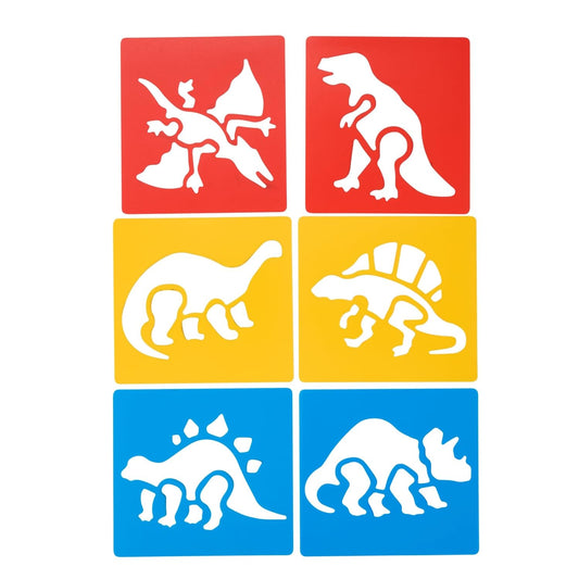 Washable Plastic Dinosaur Stencils - Set of 6