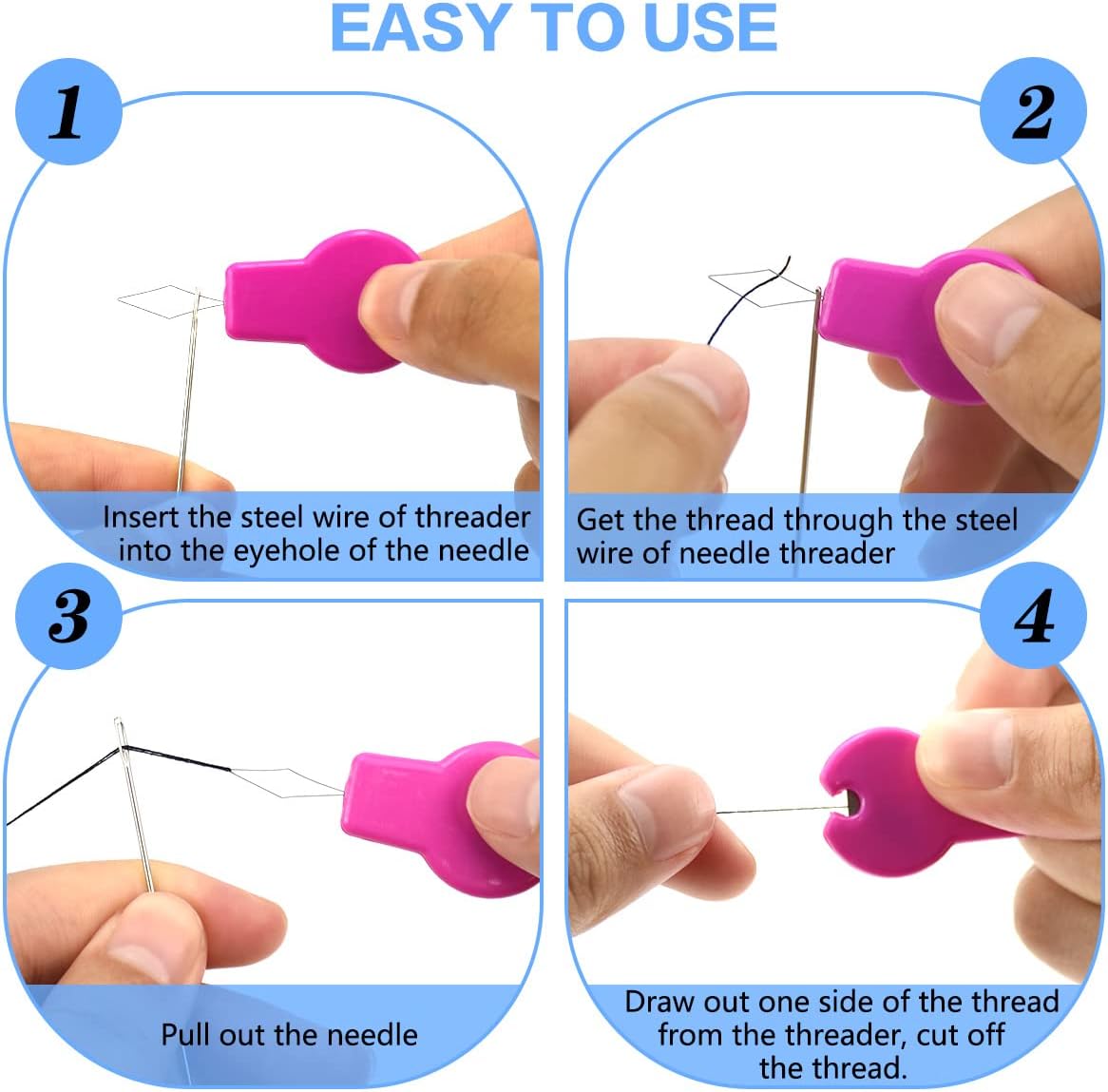 Lechchy 16 Pcs Sewing Machine Needle Threaders for Embroidery Floss, Cut-Off Thread Function, Gourd Shaped Simple Threader Tool for Hand Sewing, Sewing Crafting, with Clear Storage Box, 4 Colors