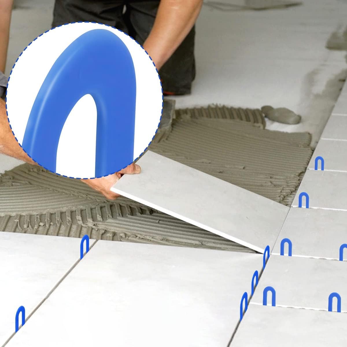 DGSL Tile Leveling System Tile Spacers 1/16 Inch, 1000 pieces Horseshoe Shim U Shape Plastic Tile Leveling Clips for Various Types of Tile Leveling (Blue)
