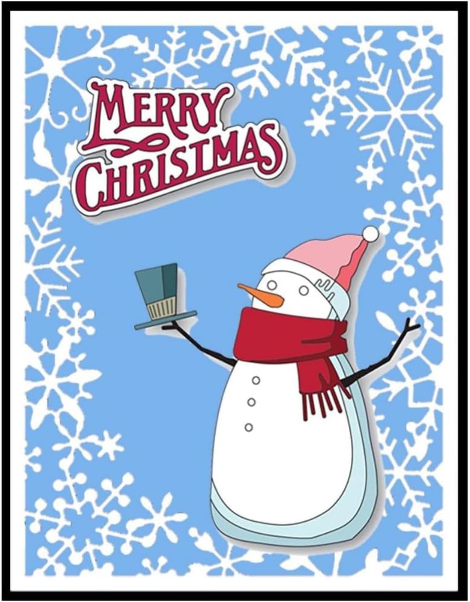 Mvchifay Cutting Dies Happy Birthday Metal Stencils Scrapbooking Tool DIY Emboss Paper Card Making (Snowflake Frame-11x14cm)