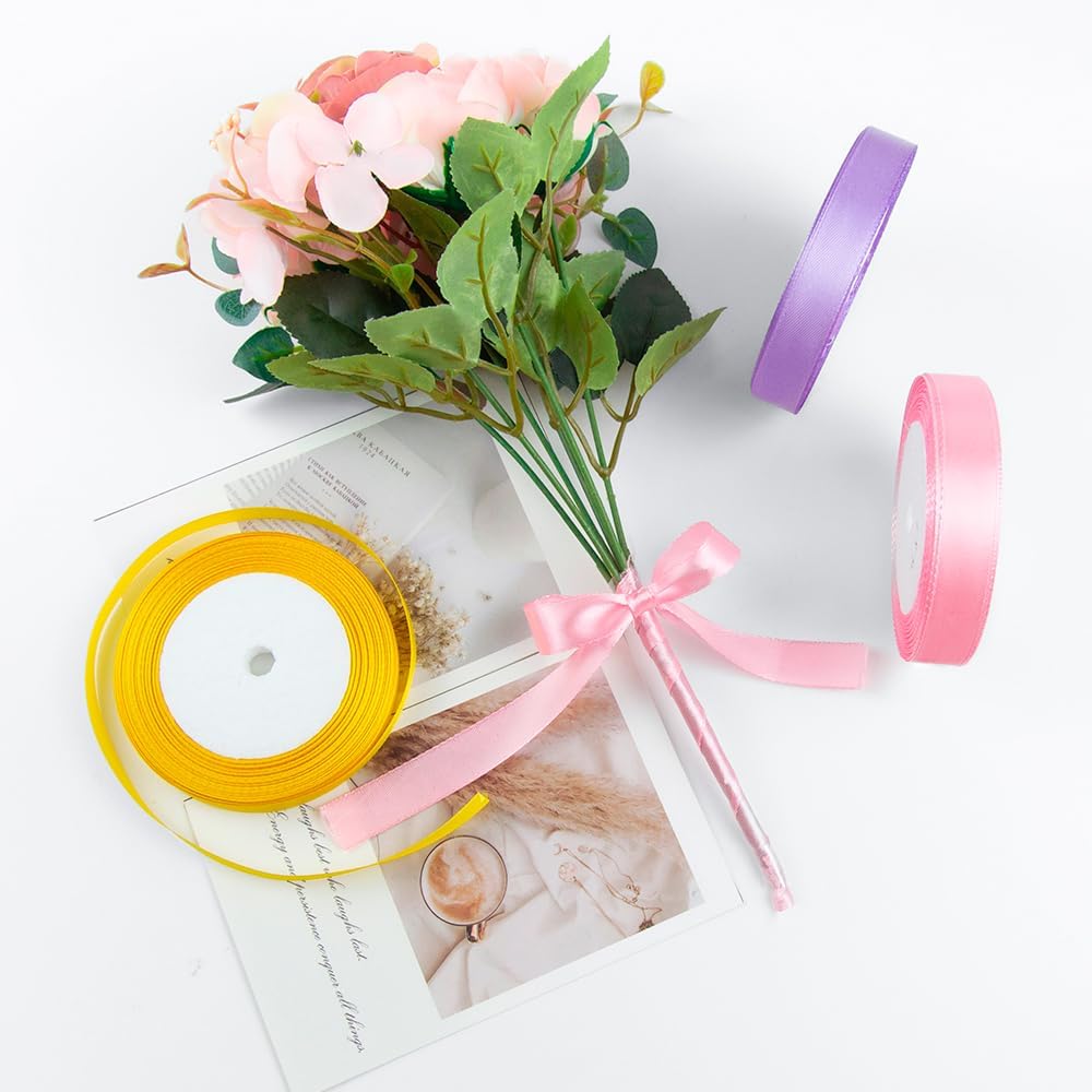KMER LIFE 3/8 Inches x 25 Yards Solid Lavender Satin Ribbon, Perfect for Crafts, Wedding Decor, DIY Hair Accessories, Sewing, Gift Package Wrapping and More