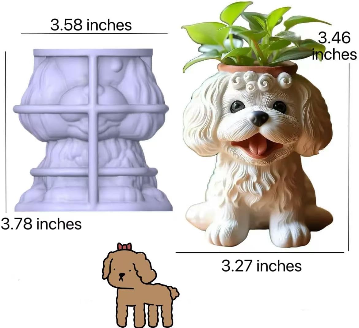 Animal Resin Molds Silicone 3D Cute Teddy Dog Epoxy Resin Plaster Candle Holder Wax Molds for Candle Making, Art Crafts DIY Unique Display Home Decor
