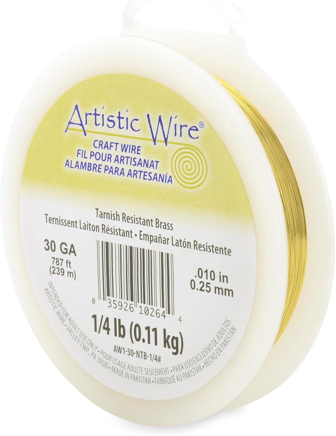 Artistic Wire, 30 Gauge Tarnish Resistant Brass Craft Wire, 677 ft