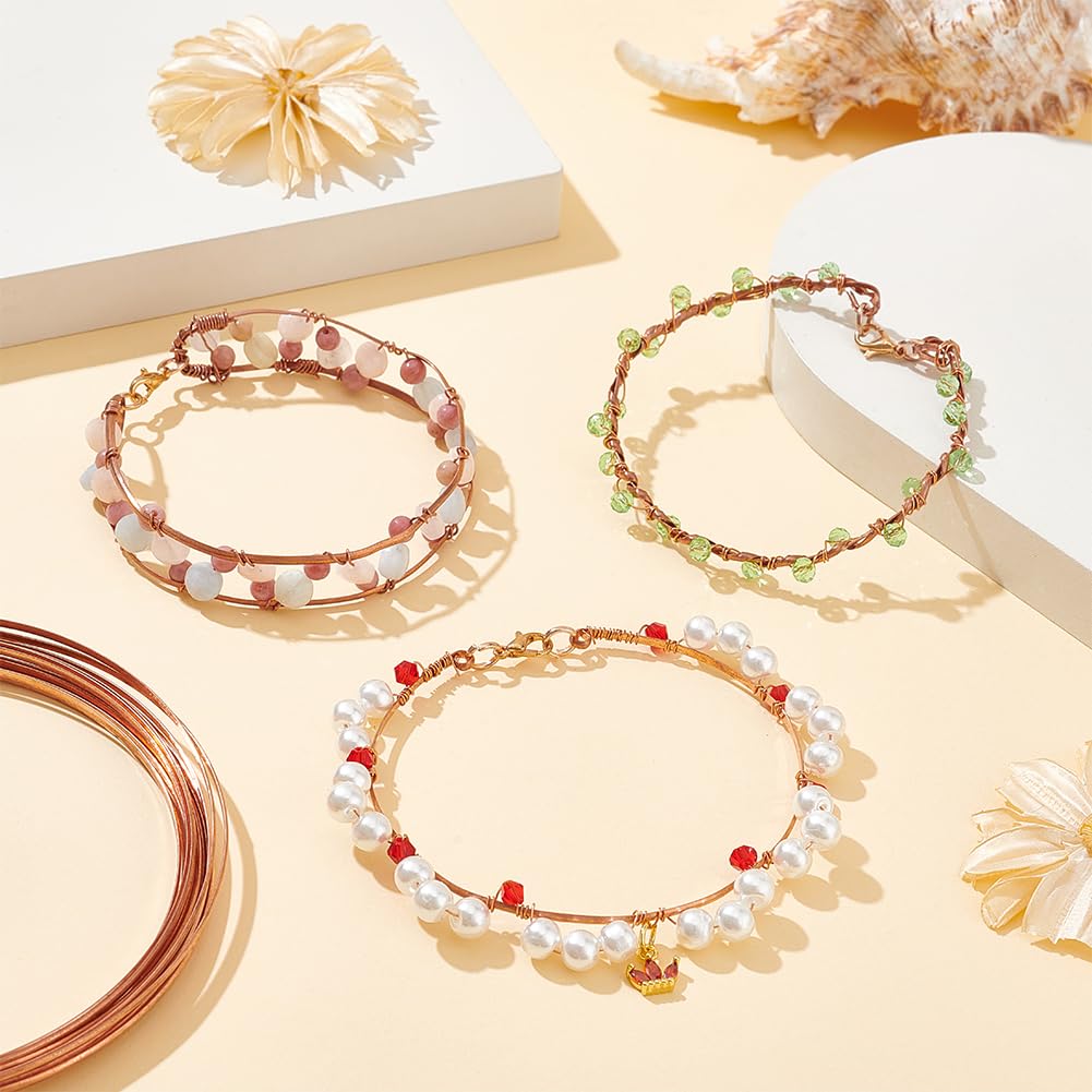 BENECREAT 19.6 Feet 22 Gauge Half Round Copper Wire, 1.6mm Wide Bare Copper Beading Wire Jewelery Making Wire for Earring Necklace Jewelry Making, Crafts Making Supplies