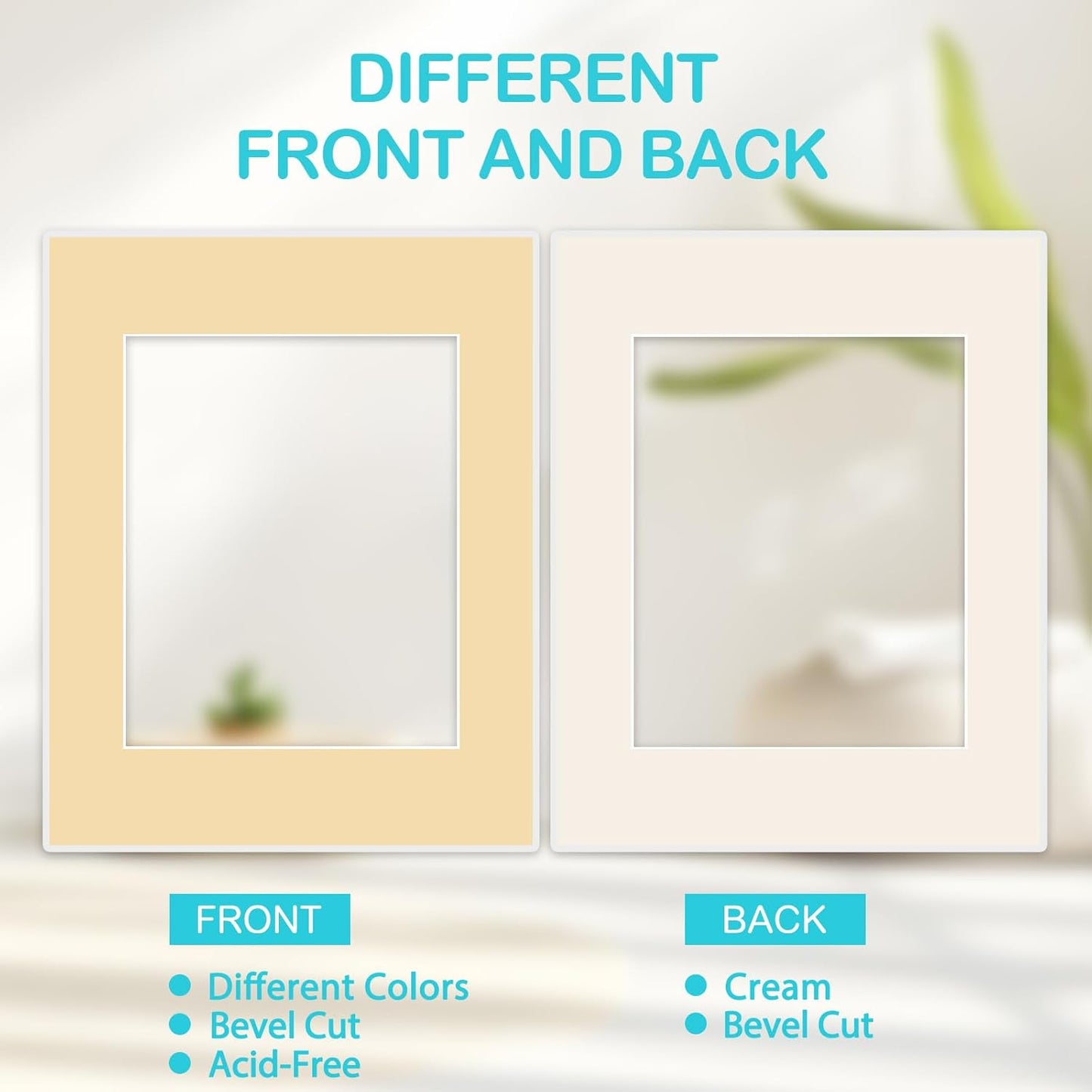 Prudiut 15 Pack 8x10 Picture Mats, Mixed Colors Frame Mattes for 5x7 Pictures Photo Frame Mat Core Bevel Cut Mat Board Show Kit for Photos, Prints, Artworks