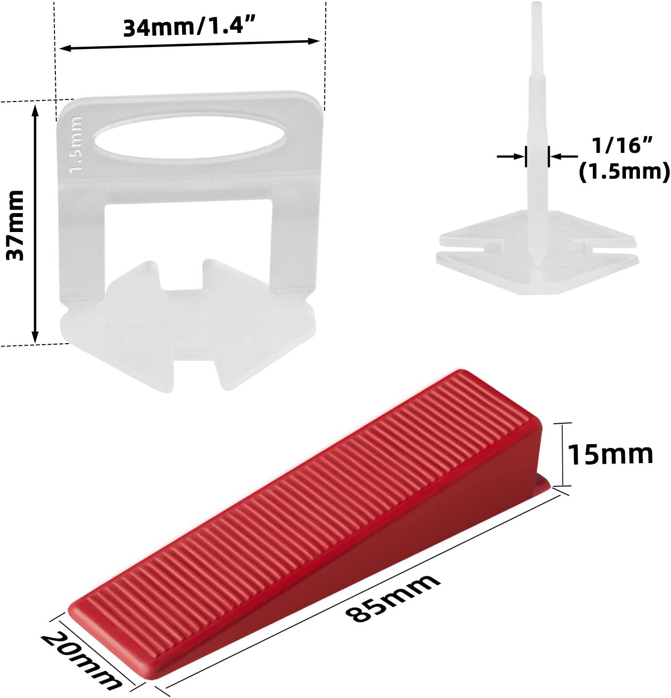 Tile Leveling System with Tile Plier, 1000-Piece Tile Spacers Clips and 200-Piece Reusable Wedges, Tile Leveler Tool Set for Ceramic Tile and Stone Installation (1/16 Inch Tile Spacers)