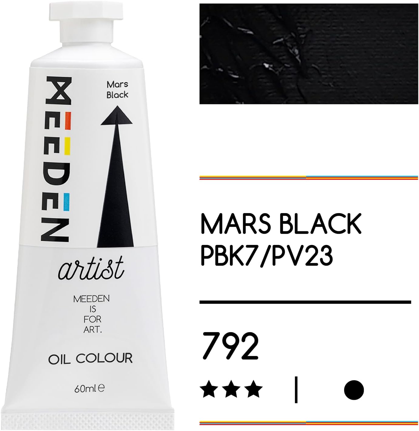MEEDEN Artist Grade Oil Paint: Mars Black - 60ml/2oz Tube - Professional Art Paints for Canvas Painting