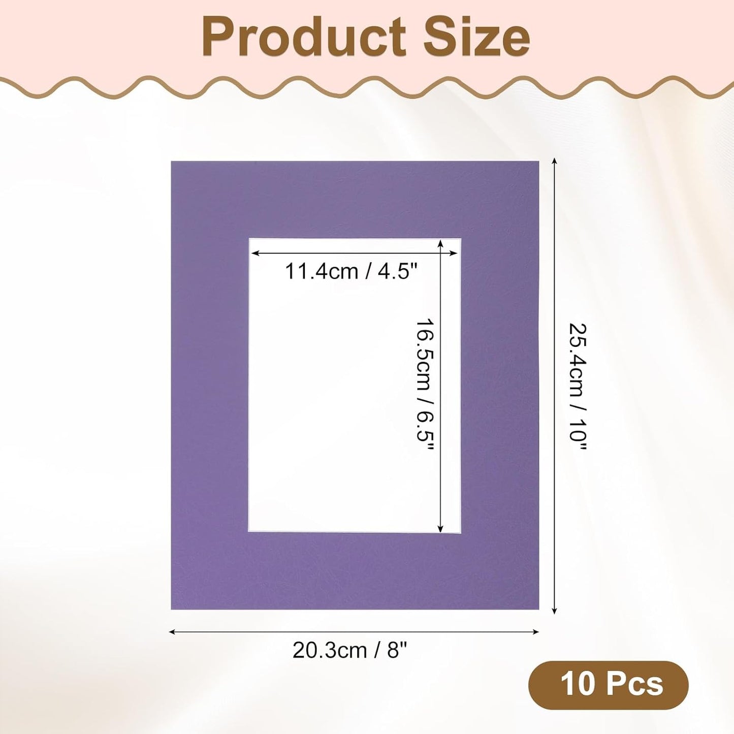 uxcell 10Pcs Picture Mats, 8 x 10 Mat Board Center for 5 x 7 Pictures Acid Free White Core Bevel Cut Frame Mattes for Display Art Measuring, Purple