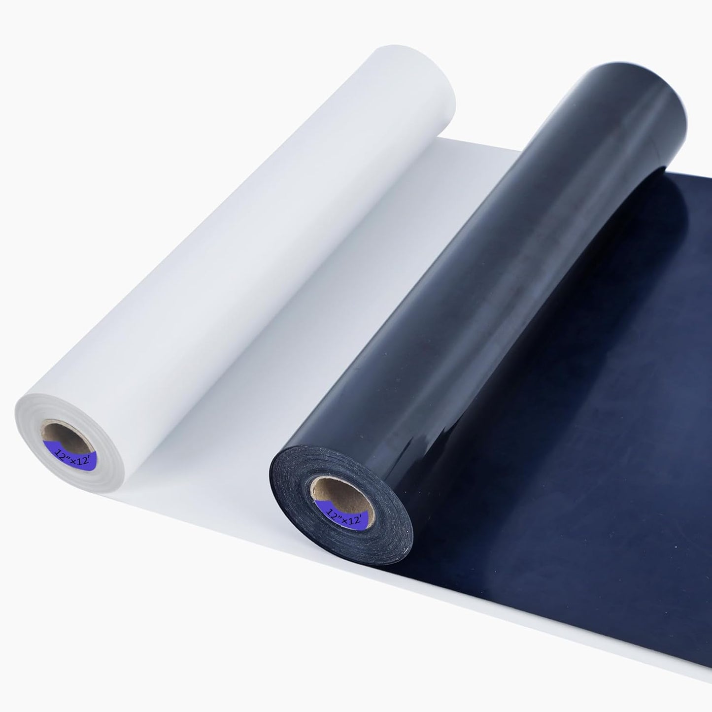 HTVVETUR Iron on Vinyl 2 Rolls 12" x 12ft HTV Black and White Heat Transfer Vinyl for T-Shirt HTV Vinyl Rolls for All Cutter Machine - Easy to Cut & Weed for Heat Transfer Design