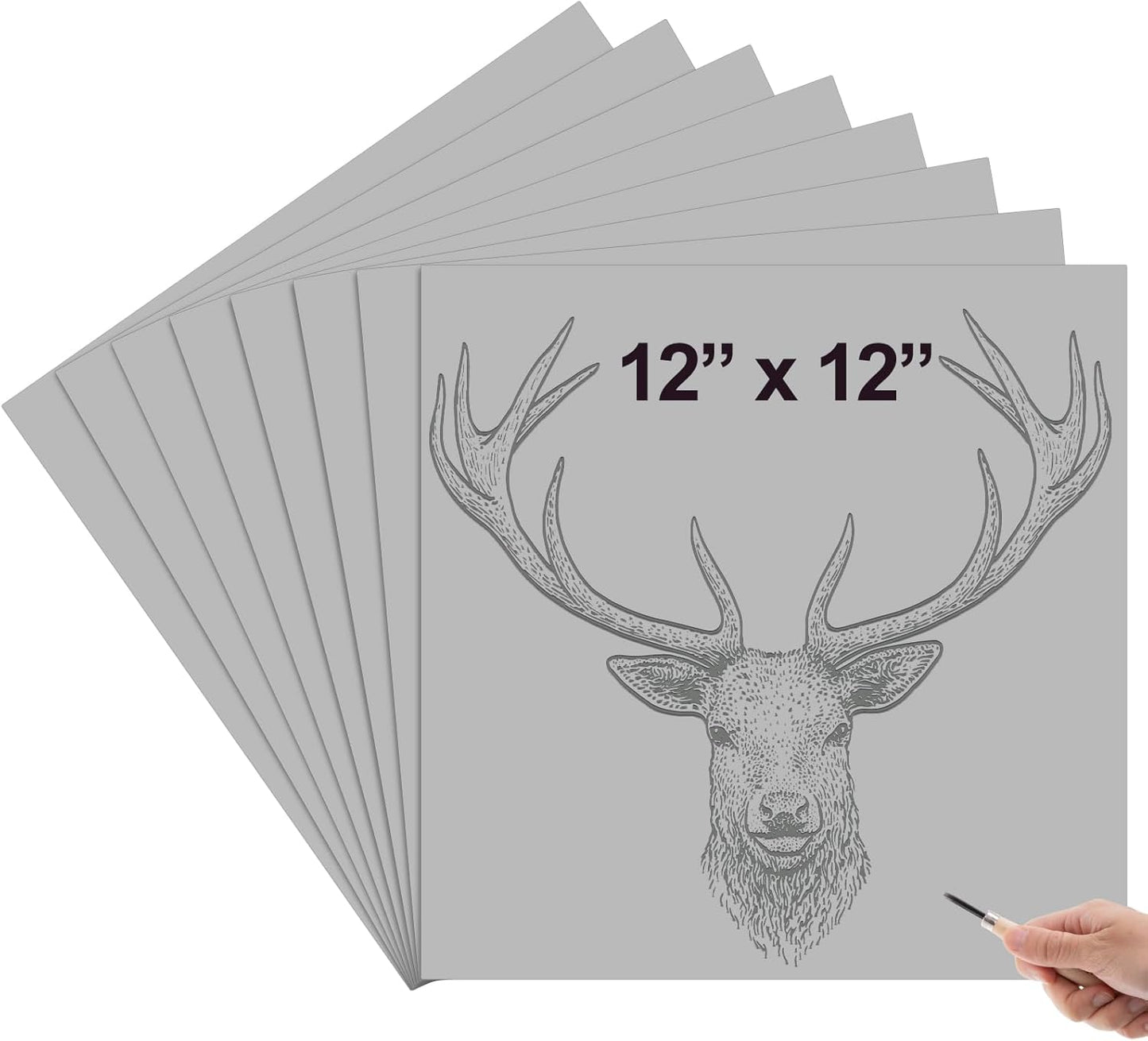 Yeaqee 12 Pcs 12 x 12 Inch Linoleum Block Rubber Carving Block Soft Linocut Blocks Large Linoleum Sheet Unmounted Lino Plates for Engraving Art Project Printmaking Artist Studio Supplies, Gray