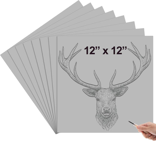 Yeaqee 8 Pcs 12 x 12 Inch Linoleum Block Rubber Carving Block Soft Linocut Blocks Large Linoleum Sheet Unmounted Lino Plates for Engraving Art Project Printmaking Artist Studio Supplies, Gray