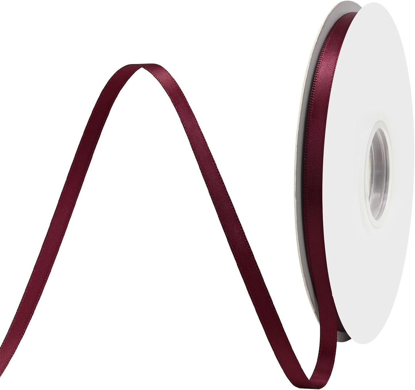 Wine Red Satin Ribbon 1/4" X 50 Yards Solid Color Double Faced Ribbons Perfect for Crafts Wedding Decor Bow Making Arts Sewing and More