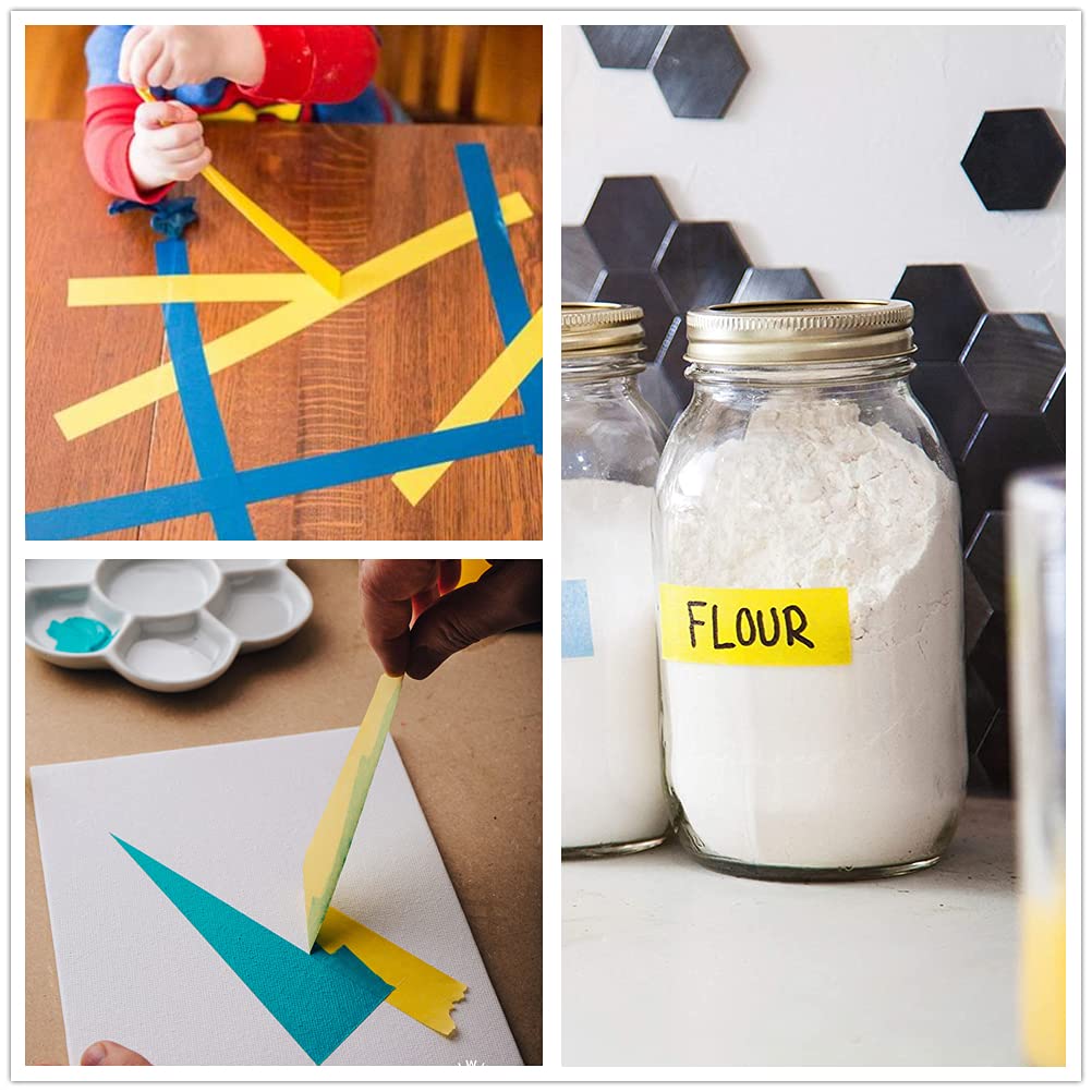 Yellow Painter's Tape,1 inch x 60 Yards - Medium Adhesive Masking Tape for Painting,Labeling,DIY Crafting,Decoration and Medium Adhesive Masking Tape for Painting,Labeling,Automotive Refinish