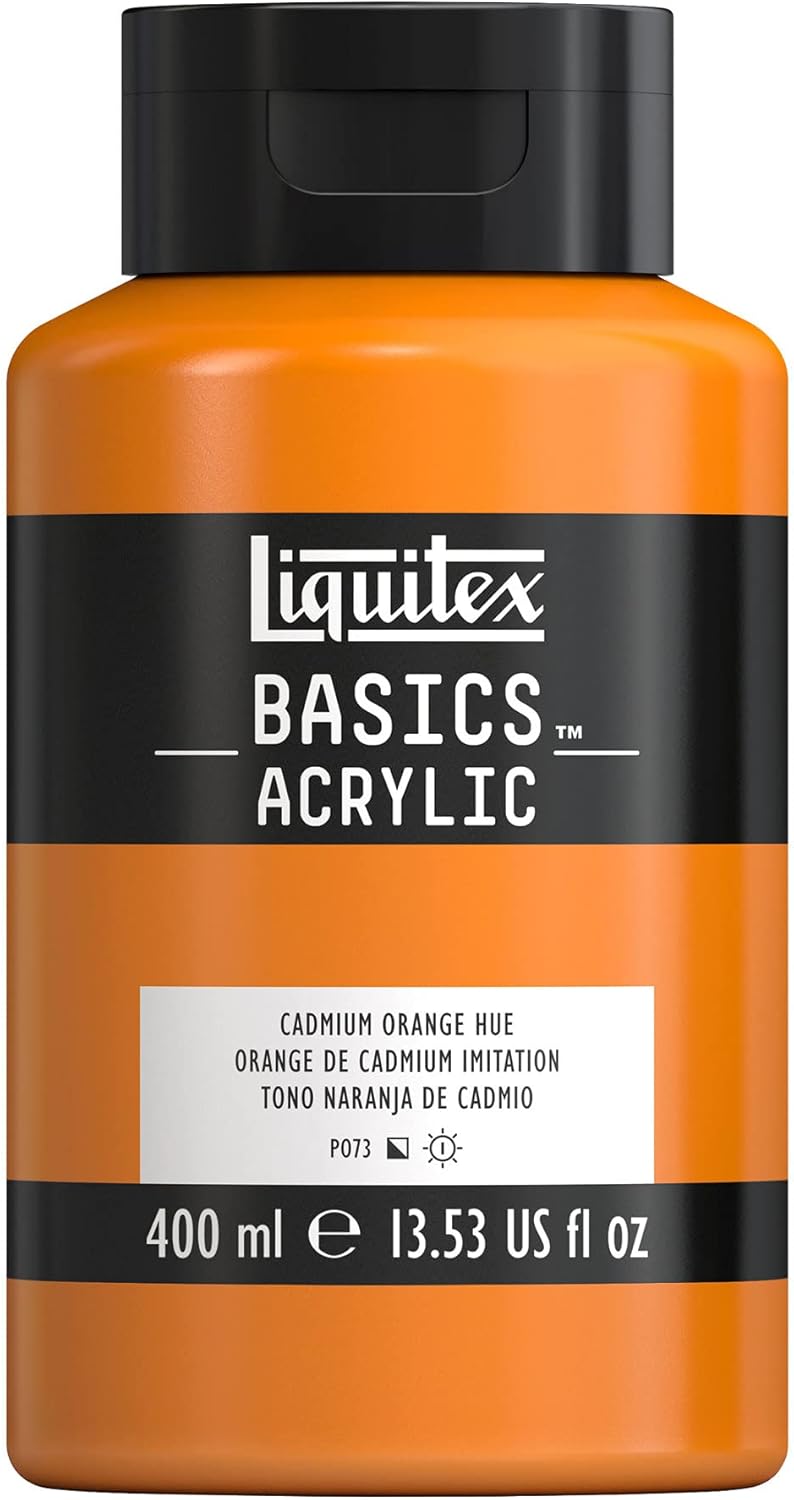 Liquitex BASICS Acrylic Paint, 400ml (13.5-oz) Bottle, Cadmium Orange Hue