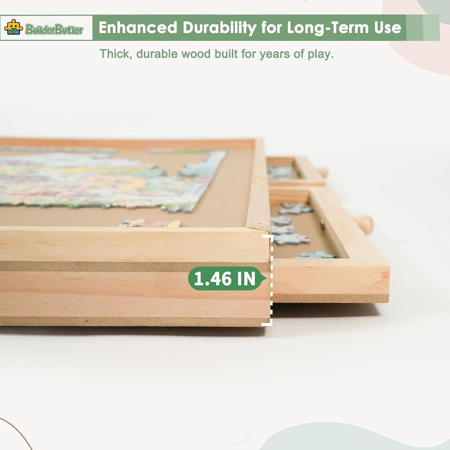 1500 Pieces Rotating Puzzle Board with 6 Drawers,34.25"x25.2" Portable Wooden Jigsaw Puzzle Table with Lazy Susan Spinning Cover