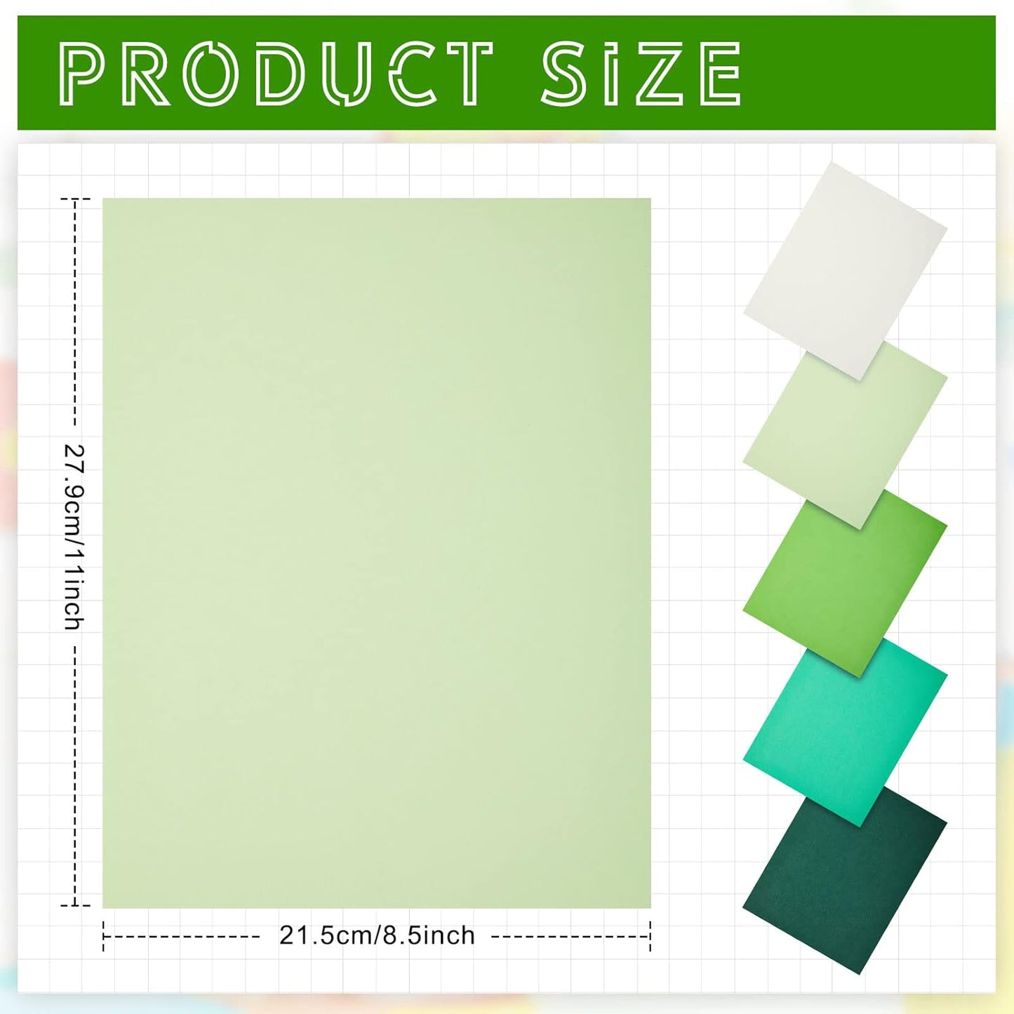 Sinmoe 100 Sheets 5 Shades Cardstock Paper 8.5 x 11 Inches 180gsm Solid Core Printer Paper for Scrapbooking DIY Arts Crafts Making Office Home Supplies(Green Series)