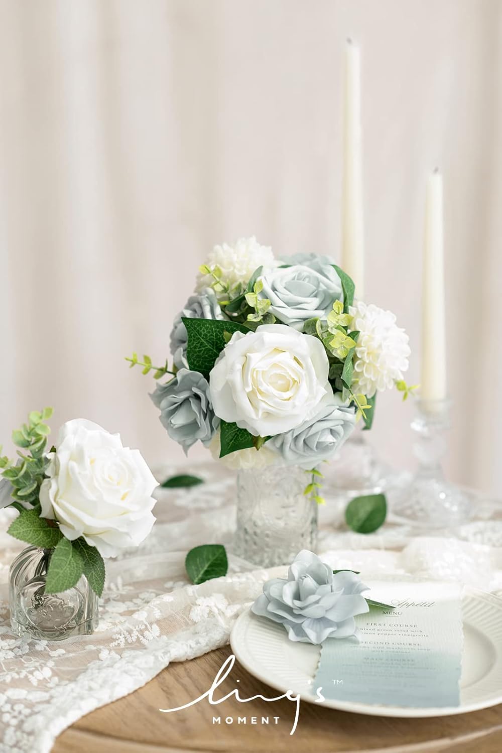 Ling's moment Ivory Dahlia Foam Artificial Flowers Real Touch Faux Fake Flower for Home Decor Graduation Baby Shower Decorations Outdoors Party Favors Wedding Gifts Centerpieces Arrangements 25pcs