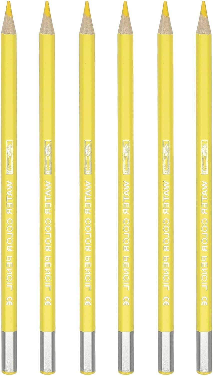 PATIKIL Watercolor Pencil, 6Pcs Water Soluble Pencils for Blending, Coloring, Sketch Drawing, Painting, Lemon Yellow