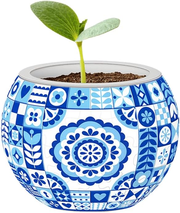 PieceRelax 3D Puzzle Planter 80 Pieces - Flower Pot - Danish Folklore Style, Home Decor Flower Pots for Indoor Cactus, Succulents Pots [K1117]