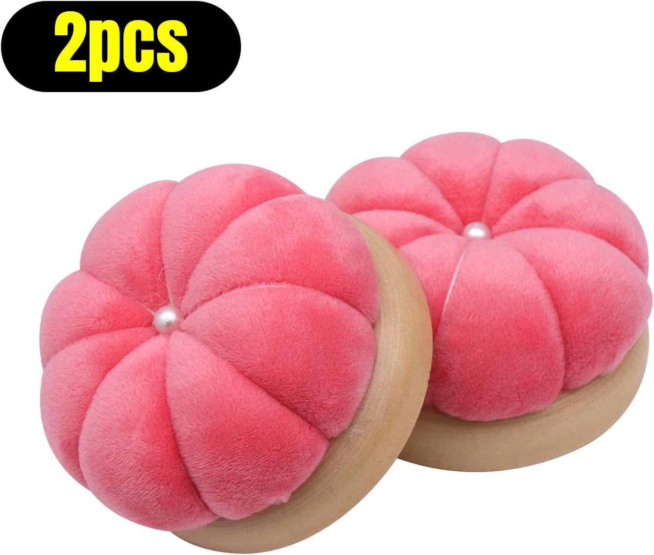 Uxney Pin Cushion,Wooden Sewing Pin Cushion Pincushion Needle Cushion for Sewing Quilting Needlework DIY Crafts(Watermelon Red,2 PCS)
