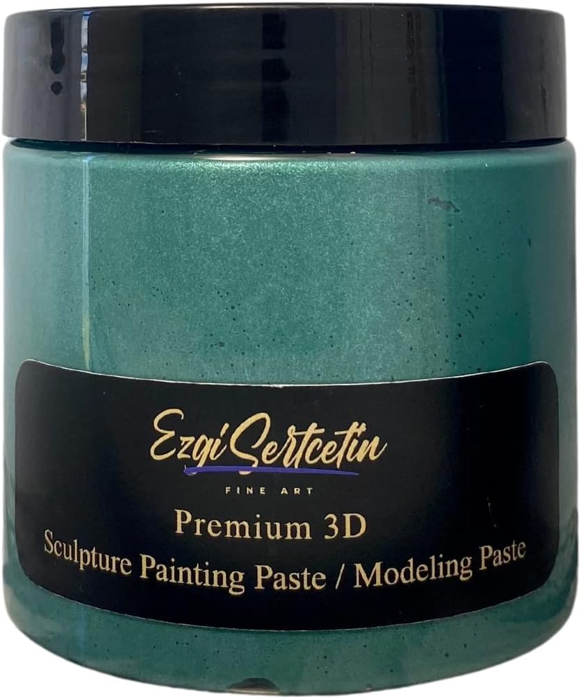 3D Sculpture Painting Paste|Texture Paste|Decorative Plaster|Unique Colors|Ideal for Artwork|Stencil|Flowers|Texture|Art Relief| 6 oz (Metallic Green)