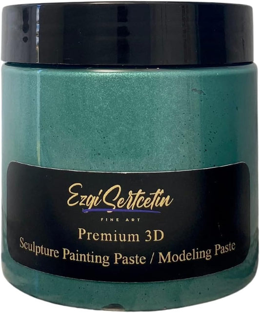 3D Sculpture Painting Paste|Texture Paste|Decorative Plaster|Unique Colors|Ideal for Artwork|Stencil|Flowers|Texture|Art Relief| 6 oz (Metallic Green)